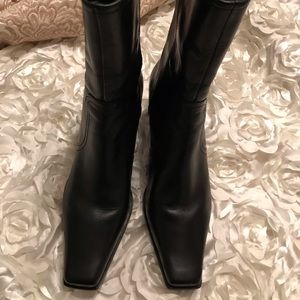 Audrey Brooke Black Leather Boots size 8 1/2 NEW